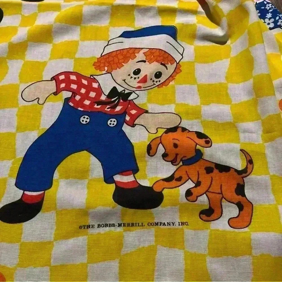 Vintage Raggedy Ann & Andy Handmade Quilt, Twin Flat Sheet 64”x85” & Pillowcase - Picture 6 of 16